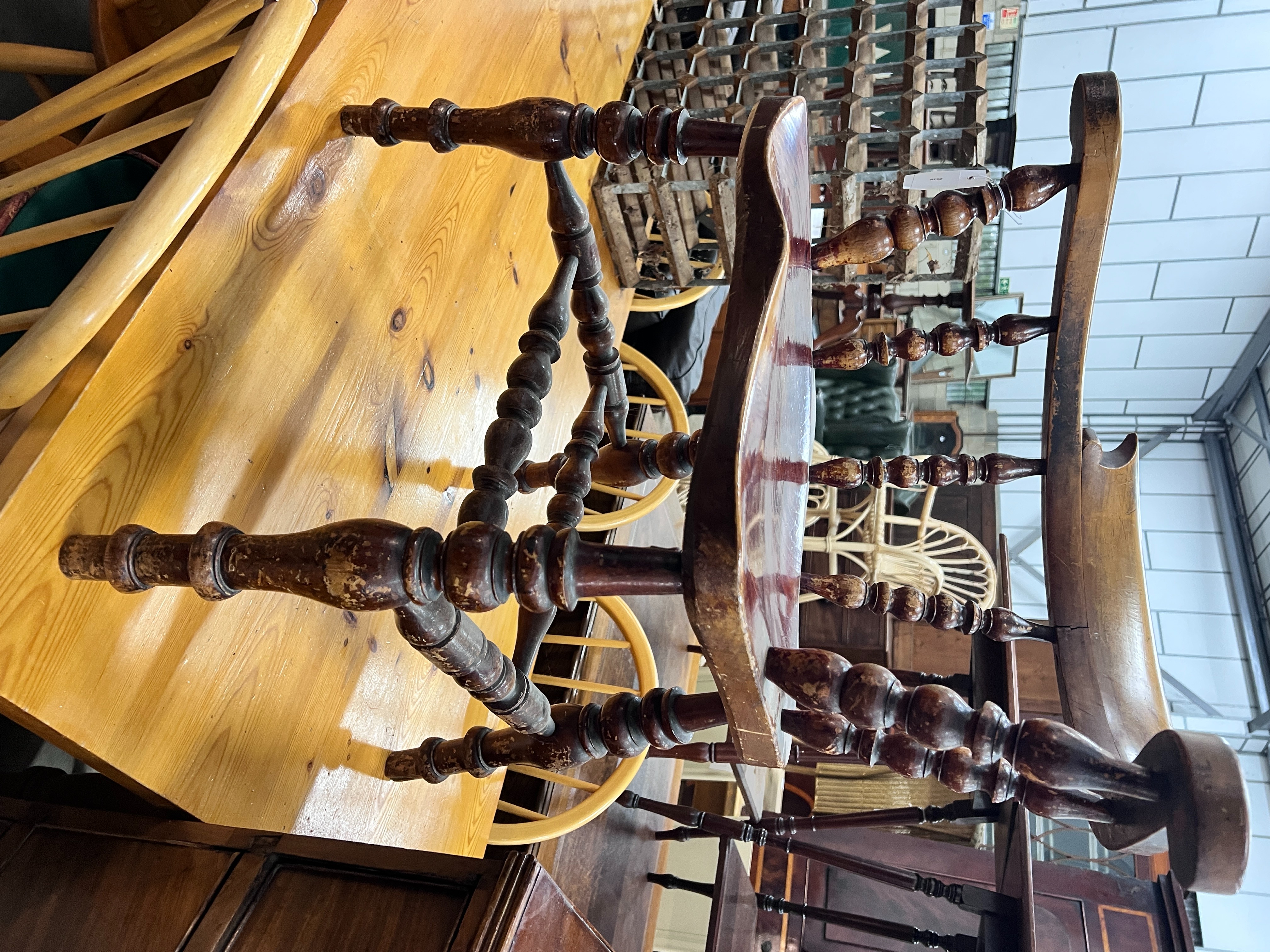 A Victorian elm and beech smoker's bow chair, width 67cm, depth 46cm, height 78cm